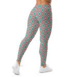 Tribal Geometric Leggings Teal & Red Diamond Yoga Pants