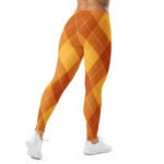 Orange Argyle Leggings Fall Diamond Pattern Yoga Pants