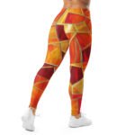 Stained Glass Leggings Red Orange Geometric Yoga Pants