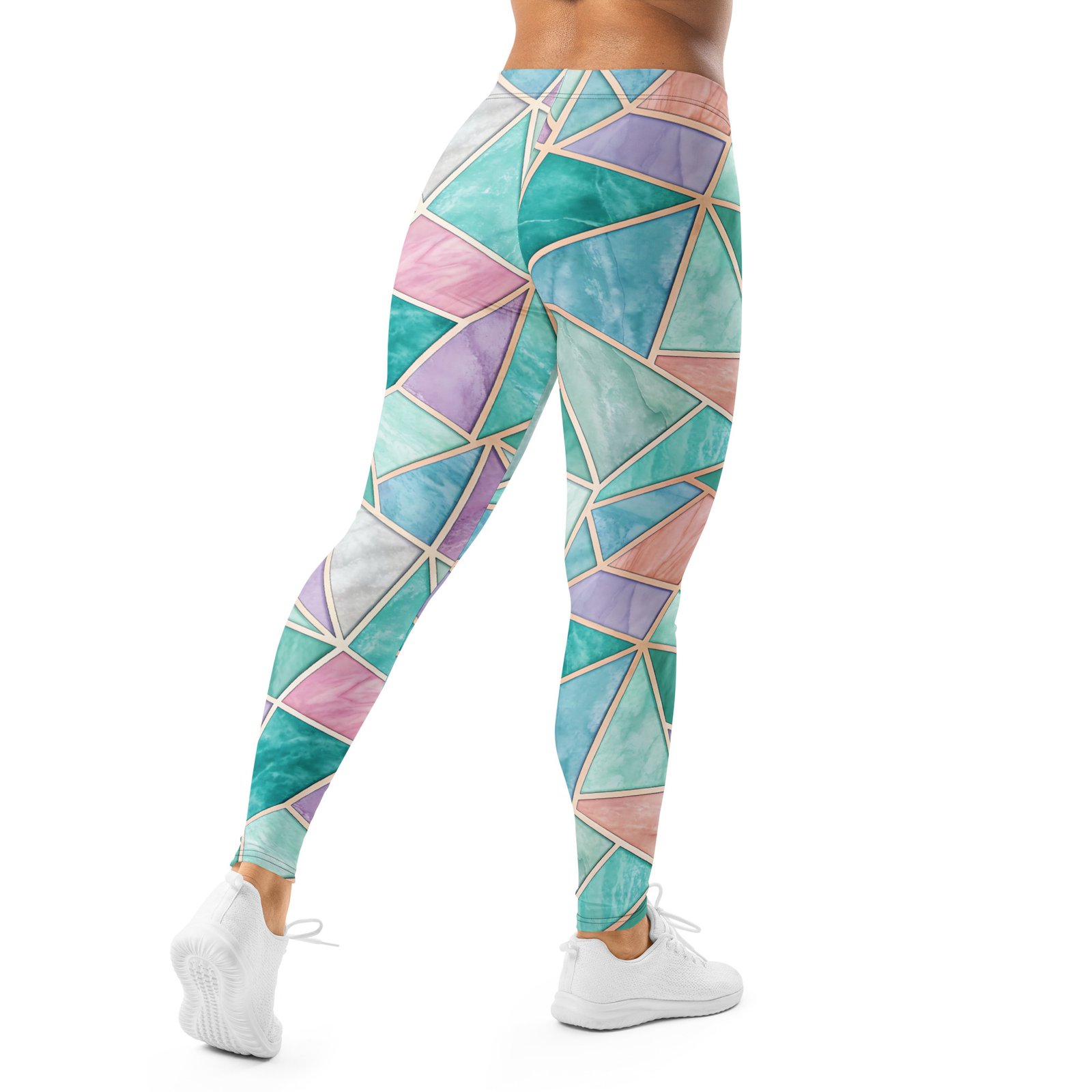Pastel Geometric Leggings Teal Purple Gold Yoga Pants Pastel Geometric Leggings Teal Purple Gold Yoga Pants
