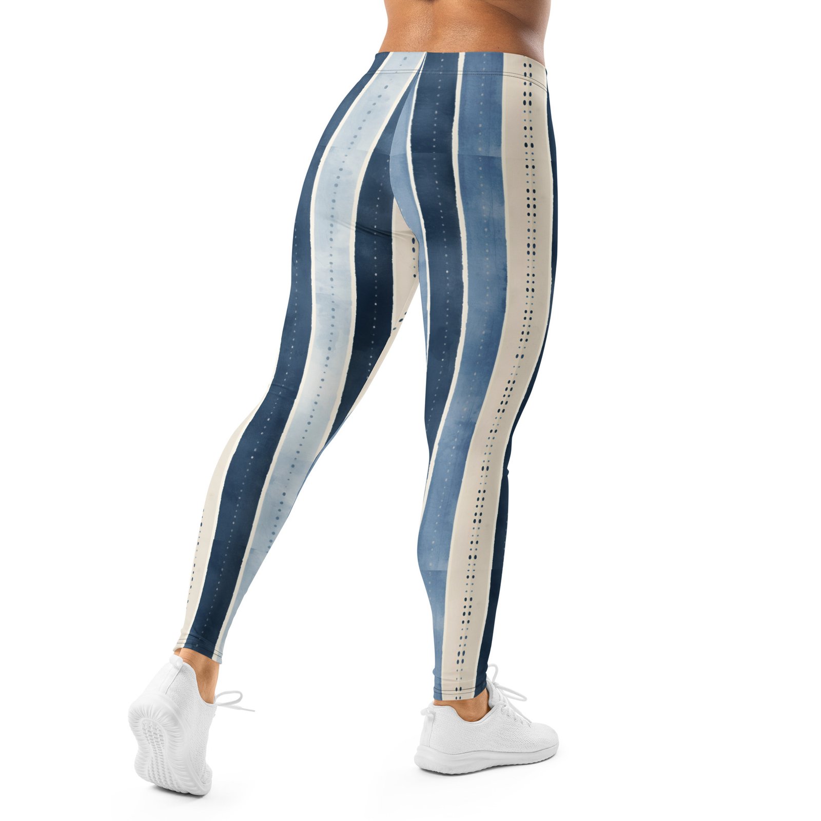 Denim Stripe Leggings Blue Faux Jean Print Yoga Pants Denim Stripe Leggings Blue Faux Jean Print Yoga Pants