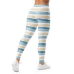 Watercolor Stripe Leggings Blue Beige Artistic Yoga Pants
