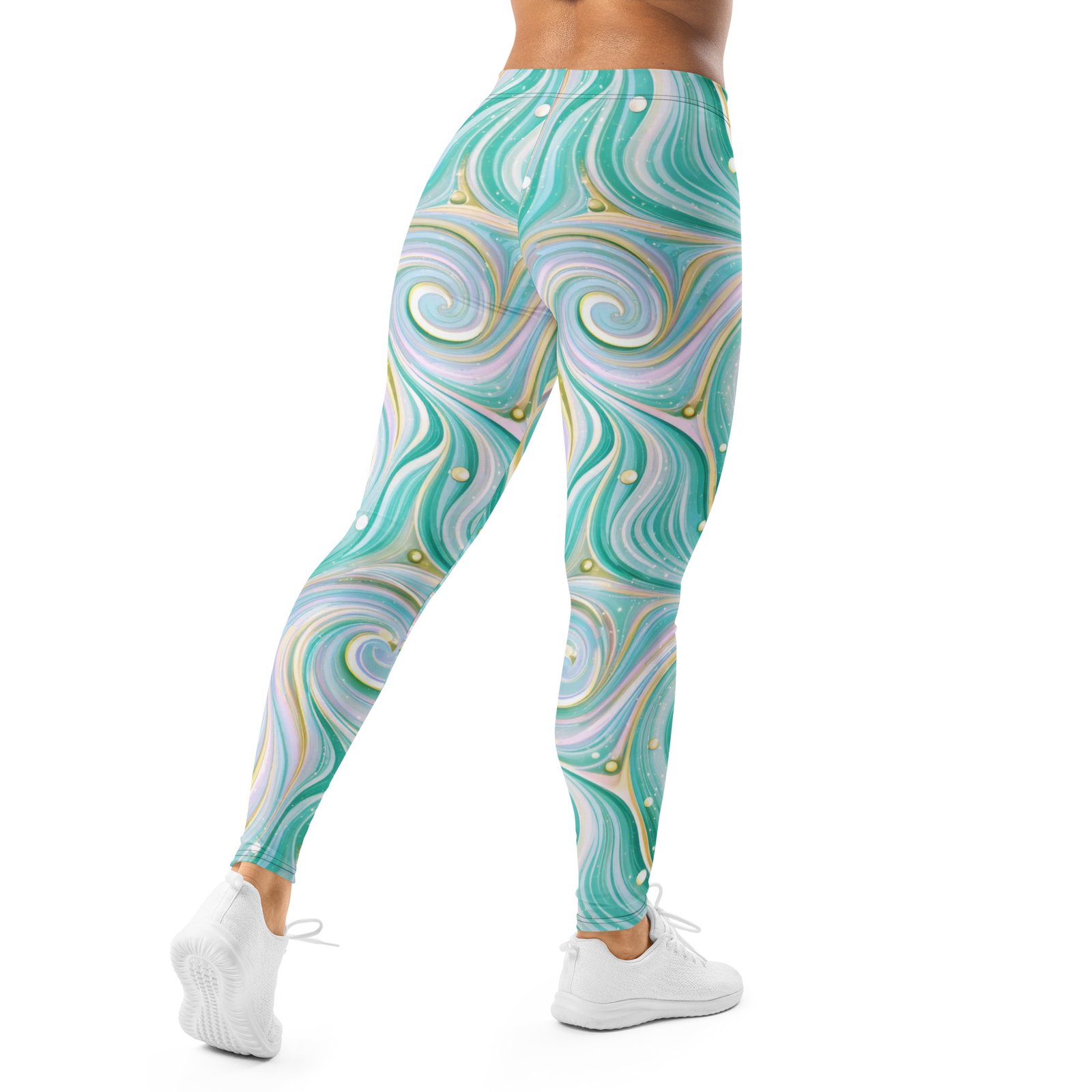 Teal Swirl Leggings Mint & Gold Liquid Marble Pants Teal Swirl Leggings Mint & Gold Liquid Marble Pants