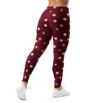 Burgundy Polka Dot Leggings Gold & Silver Foil Yoga Pants