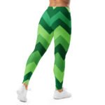 Green Chevron Leggings Zigzag Pattern Yoga Pants