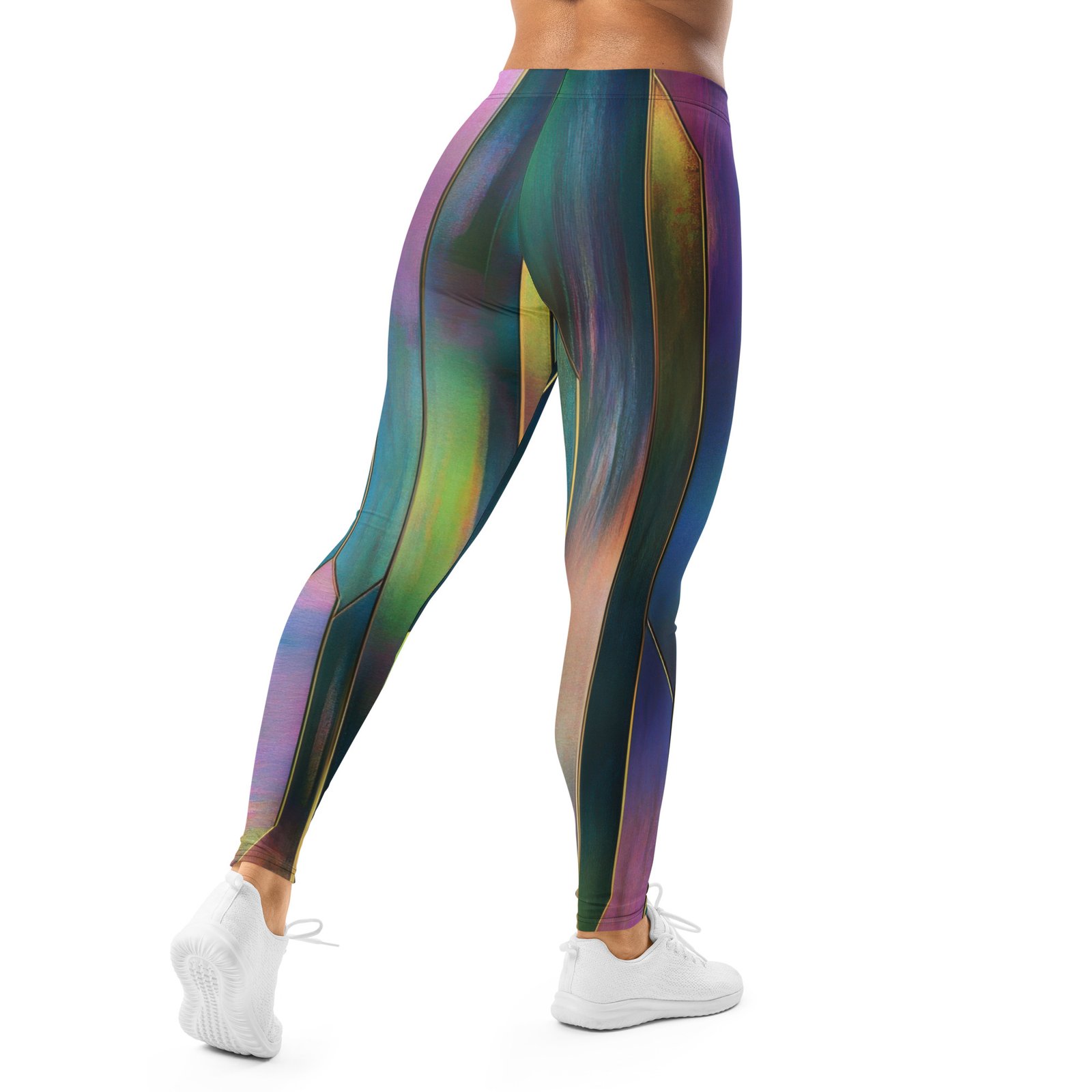 Green Gold Leggings Blue Geometric Yoga Pants Green Gold Leggings Blue Geometric Yoga Pants