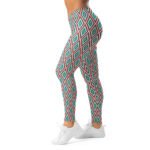 Tribal Geometric Leggings Teal & Red Diamond Yoga Pants