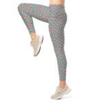 Tribal Geometric Leggings Teal & Red Diamond Yoga Pants