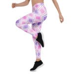 Pink Purple Geometric Leggings Diamond Yoga Pants