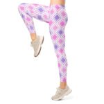 Pink Purple Geometric Leggings Diamond Yoga Pants