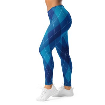 Blue Argyle Leggings Classic Diamond Pattern Yoga Pants