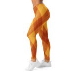Orange Argyle Leggings Fall Diamond Pattern Yoga Pants