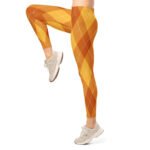 Orange Argyle Leggings Fall Diamond Pattern Yoga Pants