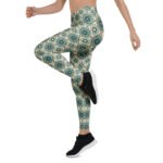Green Mandala Leggings Boho Geometric Yoga Pants