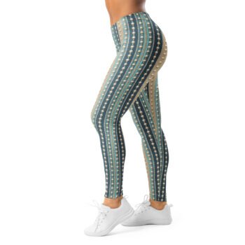 Pearls And Stripes Leggings Elegant Beaded Yoga Pants