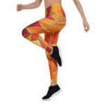 Stained Glass Leggings Red Orange Geometric Yoga Pants