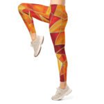 Stained Glass Leggings Red Orange Geometric Yoga Pants