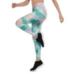 Pastel Geometric Leggings Teal Purple Gold Yoga Pants