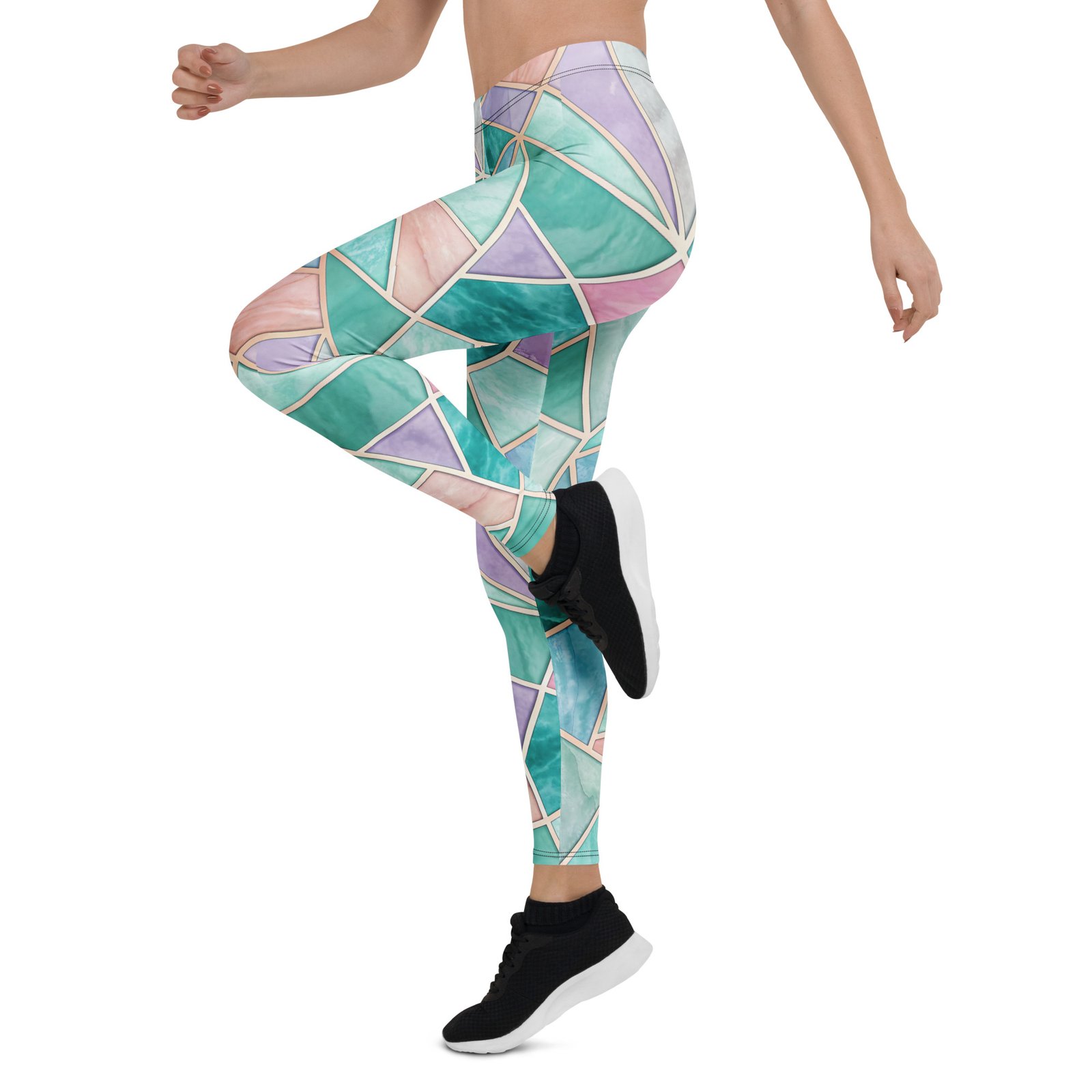 Pastel Geometric Leggings Teal Purple Gold Yoga Pants Pastel Geometric Leggings Teal Purple Gold Yoga Pants