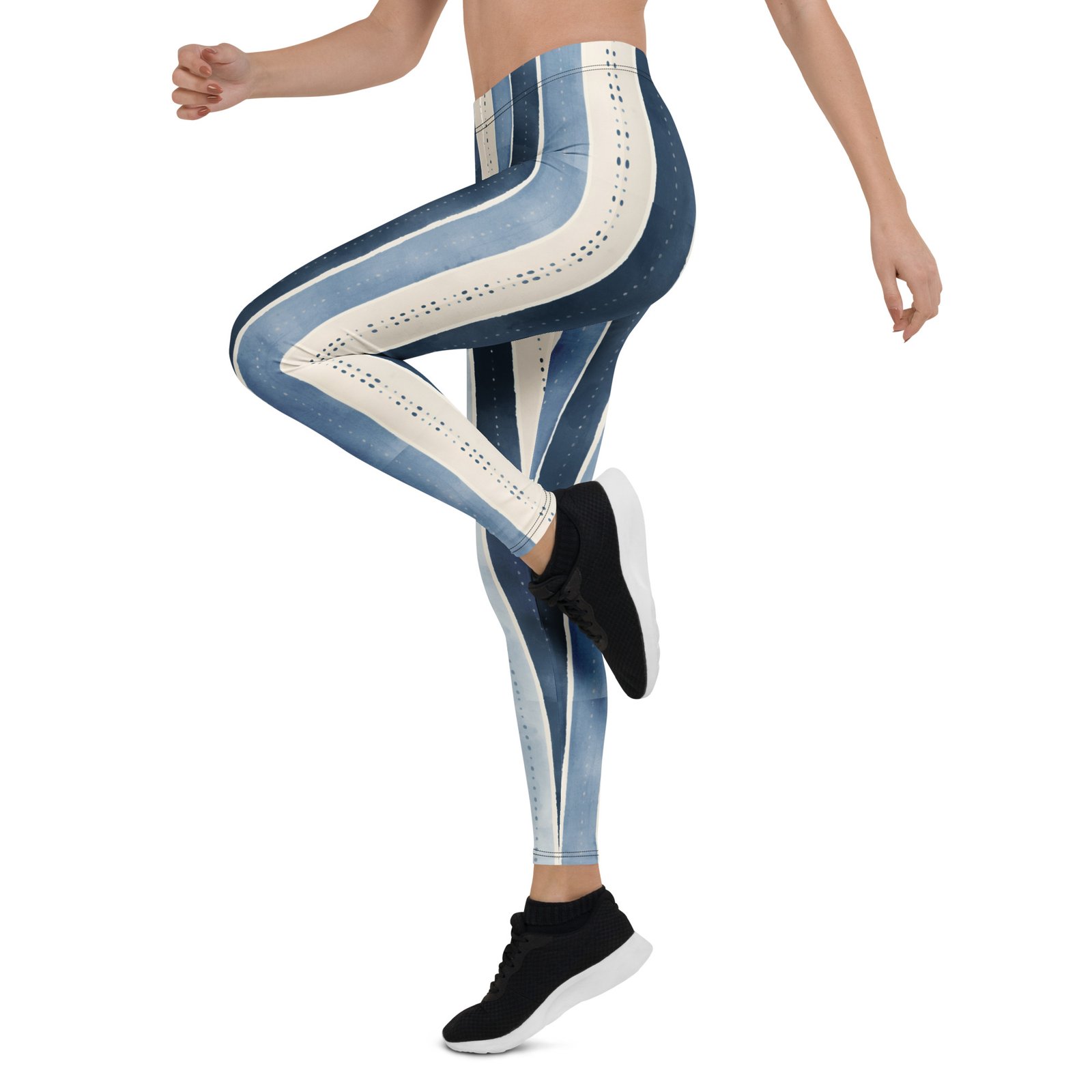 Denim Stripe Leggings Blue Faux Jean Print Yoga Pants Denim Stripe Leggings Blue Faux Jean Print Yoga Pants