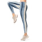 Denim Stripe Leggings Blue Faux Jean Print Yoga Pants
