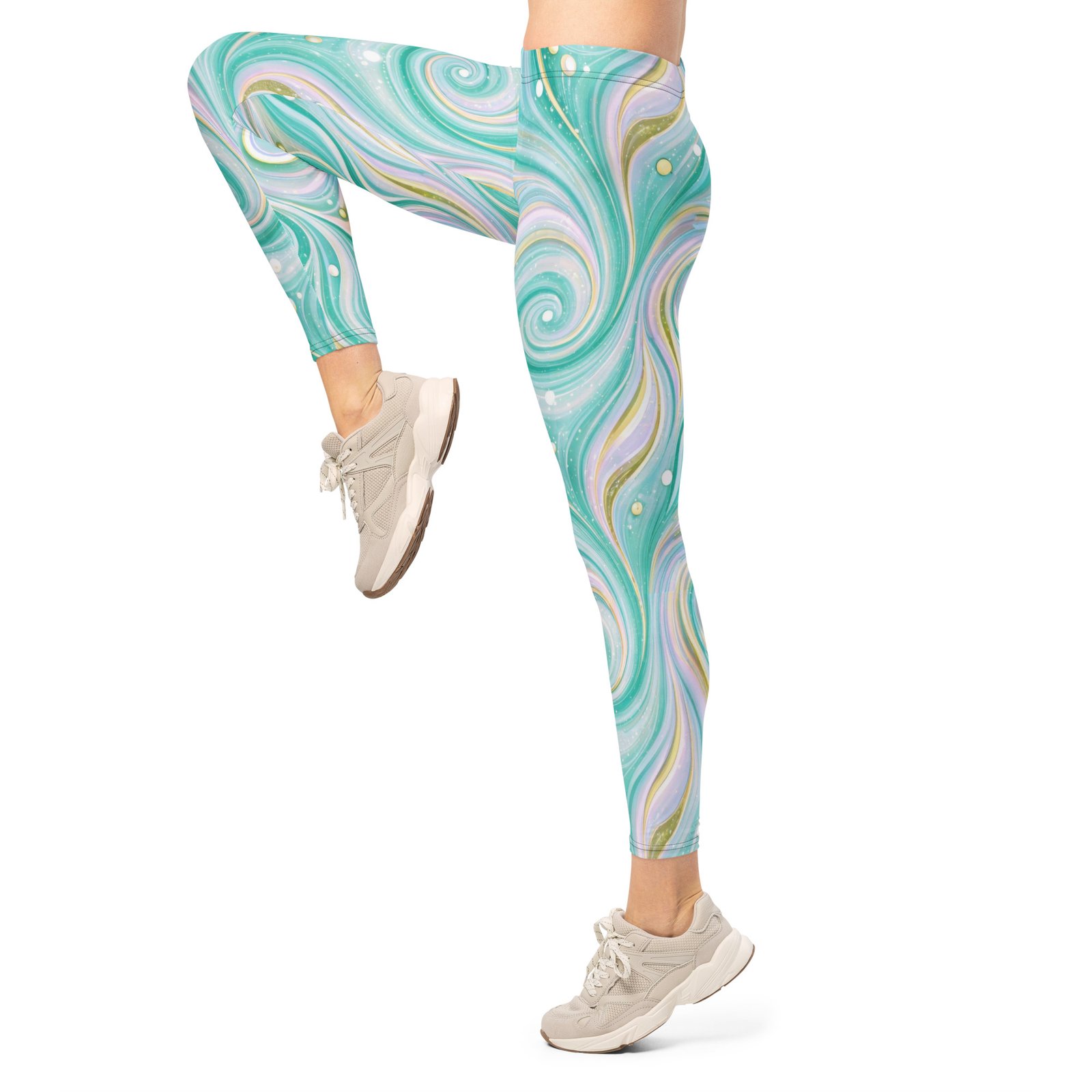 Teal Swirl Leggings Mint & Gold Liquid Marble Pants Teal Swirl Leggings Mint & Gold Liquid Marble Pants