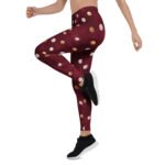 Burgundy Polka Dot Leggings Gold & Silver Foil Yoga Pants