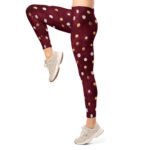 Burgundy Polka Dot Leggings Gold & Silver Foil Yoga Pants
