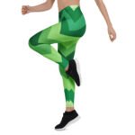 Green Chevron Leggings Zigzag Pattern Yoga Pants