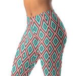 Tribal Geometric Leggings Teal & Red Diamond Yoga Pants