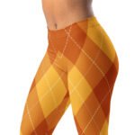 Orange Argyle Leggings Fall Diamond Pattern Yoga Pants