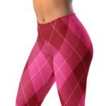 Pink Argyle Leggings Classic Diamond Pattern Yoga Pants