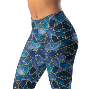 Galaxy Geometric Leggings Blue Space Starry Yoga Pants
