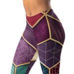 Stained Glass Geometric Leggings Purple Gold Yoga Pants