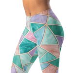 Pastel Geometric Leggings Teal Purple Gold Yoga Pants