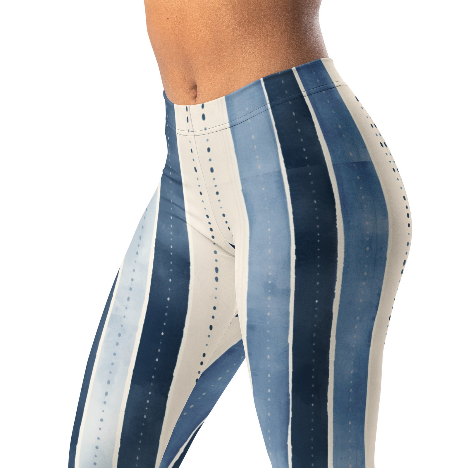 Denim Stripe Leggings Blue Faux Jean Print Yoga Pants Denim Stripe Leggings Blue Faux Jean Print Yoga Pants