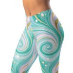 Teal Swirl Leggings Mint & Gold Liquid Marble Pants