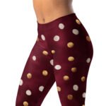 Burgundy Polka Dot Leggings Gold & Silver Foil Yoga Pants