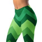 Green Chevron Leggings Zigzag Pattern Yoga Pants
