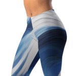 Blue Wave Leggings Abstract Navy & White Yoga Pants