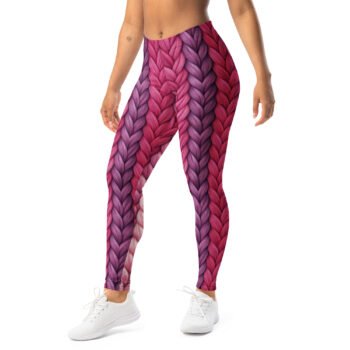 Printed Braids Leggings Pink Purple Braid Pattern Pants