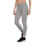 Tribal Geometric Leggings Teal & Red Diamond Yoga Pants