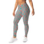 Tribal Geometric Leggings Teal & Red Diamond Yoga Pants