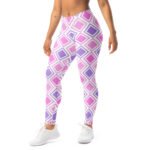 Pink Purple Geometric Leggings Diamond Yoga Pants