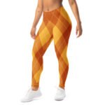 Orange Argyle Leggings Fall Diamond Pattern Yoga Pants