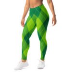 Green Argyle Leggings Classic Diamond Pattern Yoga Pants