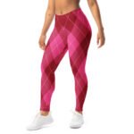 Pink Argyle Leggings Classic Diamond Pattern Yoga Pants