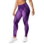 Purple Argyle Leggings Classic Diamond Pattern Yoga Pants