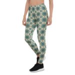 Green Mandala Leggings Boho Geometric Yoga Pants