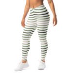 Green Striped Leggings Horizontal Stripe Yoga Pants